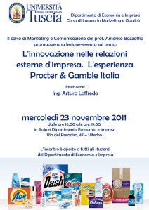 Incontro su Procter & Gambre  all'università della Tuscia Dipartimento di Economia e Impresa