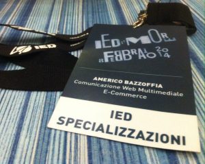 Nuovo corso in comunicazione allo IED di Roma tenuto dal prof. Americo Bazzoffia