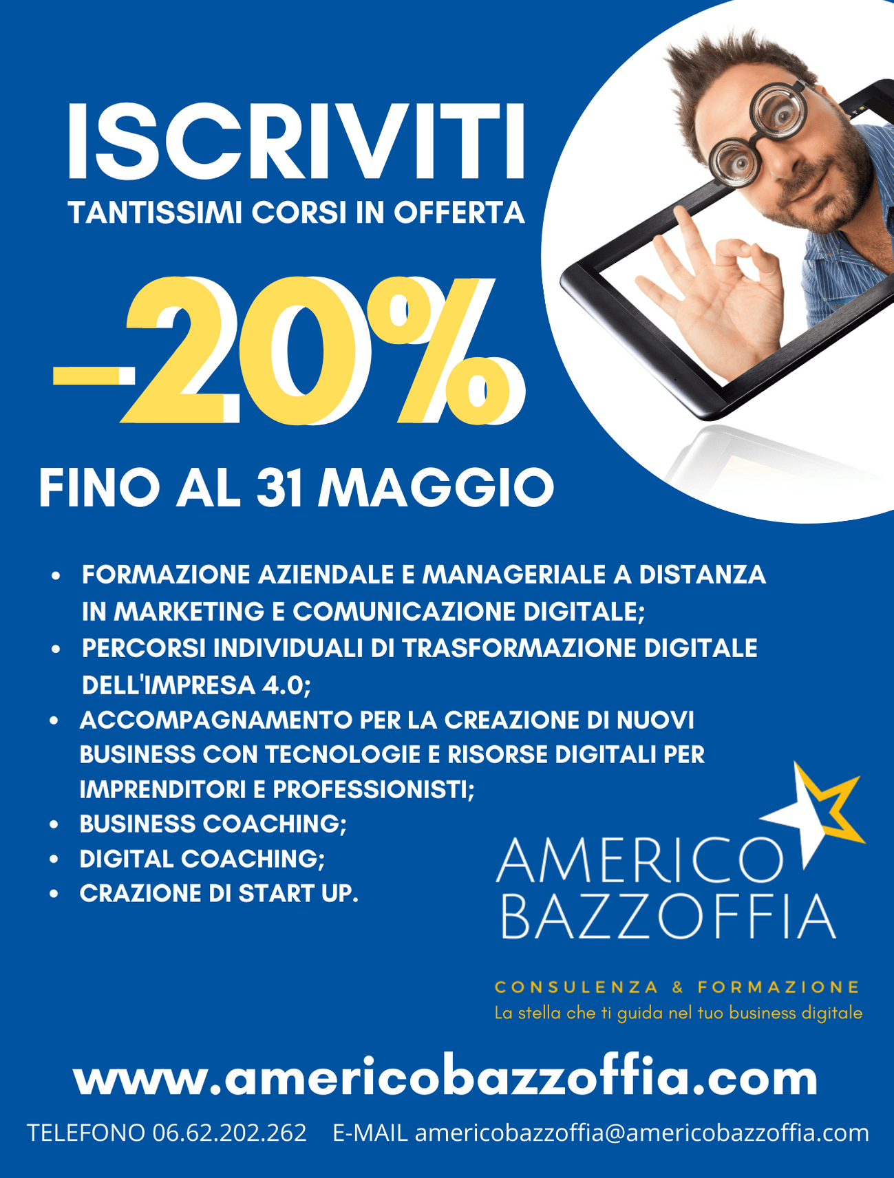 Corsi di formazione in promozione a Maggio 2021 della Americo Bazzoffia Consulenza & Formazione